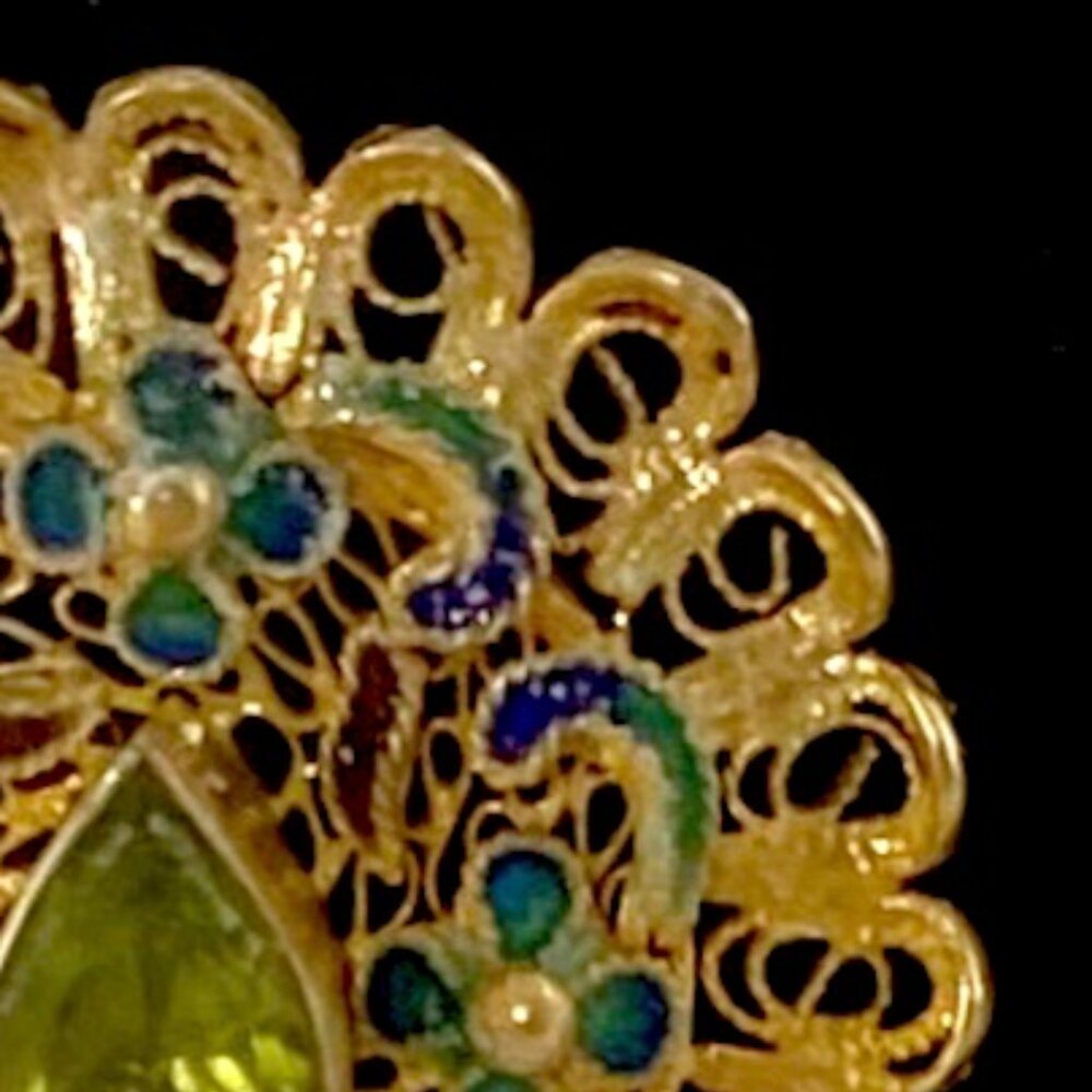 Barbara Garwood Peridot Earrings 24KT GOLD OVER STERLING Collectable Mongolian - Picture 4 of 4